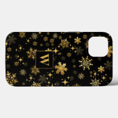 Monogram Gouden Sneeuwvlokken en Sterren Case-Mate iPhone Case (Achterkant (horizontaal))