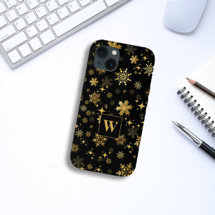 Monogram Gouden Sneeuwvlokken en Sterren Case-Mate iPhone Case