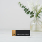 Monogram Gouden Staaf & Zwarte Leren Mini Visitekaartje (Staand voorkant)