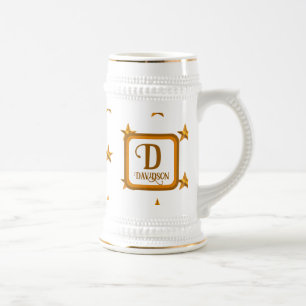 Monogram Gouden Ster Familie Naam Initiaal Aandenk Bierpul