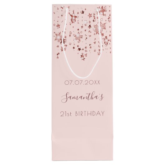 Monogram gouden sterren wijn cadeautas (Achterkant)