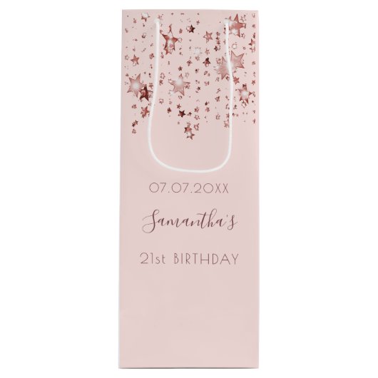 Monogram gouden sterren wijn cadeautas (Voorkant)