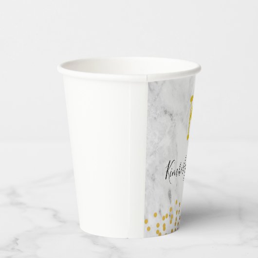 Monogram gouden stippen op marmer papieren bekers (Rechts)