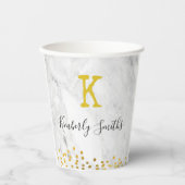 Monogram gouden stippen op marmer papieren bekers (Voorkant)