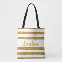 Monogram Gouden Streep Tote Tas