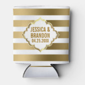 Monogram Gouden Strepen Geometrisch Patroon 2 Blikjeskoeler (Voorkant)