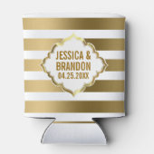 Monogram Gouden Strepen Geometrisch Patroon 2 Blikjeskoeler (Achterkant)