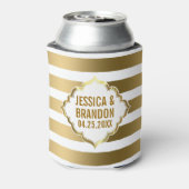 Monogram Gouden Strepen Geometrisch Patroon 2 Blikjeskoeler (Blikje Achterkant)