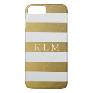 Monogram gouden stripe glans 	iPhone 8/7 plus hoesje