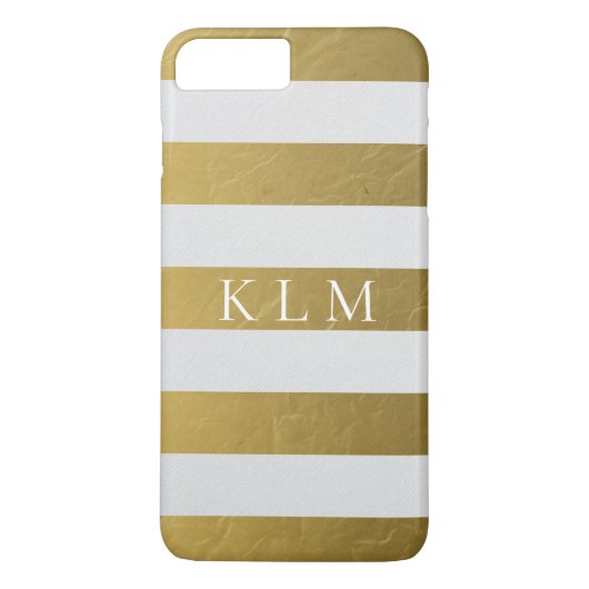 Monogram gouden stripe glans Case-Mate iPhone case (Achterkant)