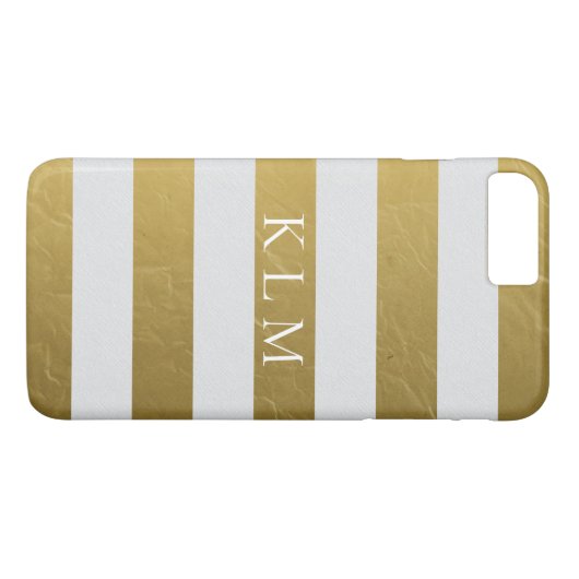 Monogram gouden stripe glans Case-Mate iPhone case (Achterkant (Horizontaal))