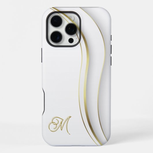 Monogram Gouden Swirl iPhone Hoesje (Achterkant)