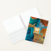 Monogram gouden turquoise sinaasappel marmeren wat notitieboek (Binnen)