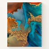 Monogram gouden turquoise sinaasappel marmeren wat notitieboek (Achterkant)