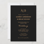 Monogram Gouden Typografie Foto Bruiloft Kaart (Voorkant)