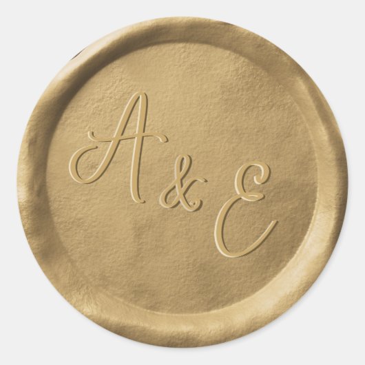 Monogram gouden waszegel voor huwelijksstickers ronde sticker (Voorkant)