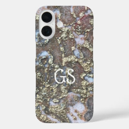 Monogram gouden witte tan perzik  patroon iPhone 16 hoesje