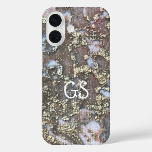 Monogram gouden witte tan perzik  patroon Case-Mate iPhone case (Achterkant)