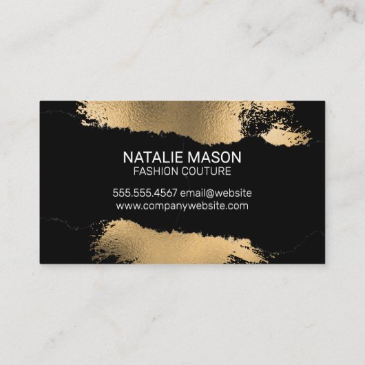 Monogram | Goudfolie Splatter | Gescheurd effect Visitekaartje (Achterkant)