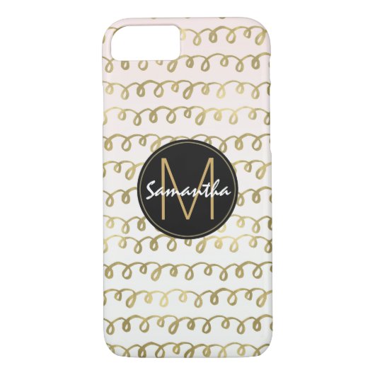 Monogram goudkleurig pekeltje Case-Mate iPhone case (Achterkant)