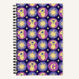Monogram Goudkleurige Retriever Whimsical Zon Cust Notitieboek