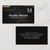 Monogram | goudlaag | Zwarte gladde achtergrond Visitekaartje (Voorkant / Achterkant)