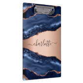 Monogram goudnaam Blauwe marmer roos Klembord (Rechts)