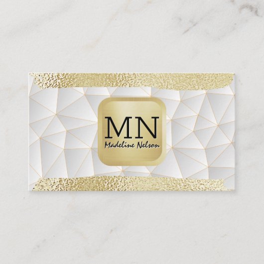 Monogram | Goudolie geborsteld | Modern geometrisc Visitekaartje (Voorkant)
