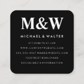 Monogram goudpenseel en marmer vierkante visitekaartje (Achterkant)