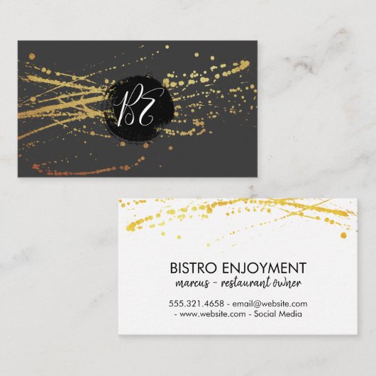 Monogram goudspatter visitekaartje (Voorkant / Achterkant)