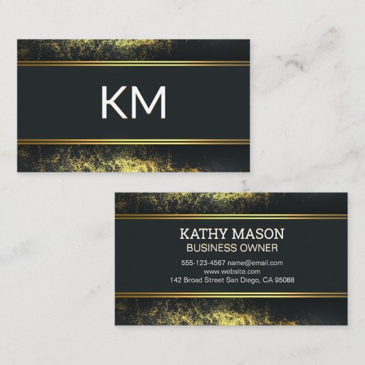 Monogram | Goudstof | Goudmetaallijnen Visitekaartje (Voorkant / Achterkant)