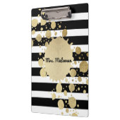 Monogram goudverf zwart-witte strepen klembord (Links)