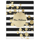 Monogram goudverf zwart-witte strepen klembord (Achterkant)