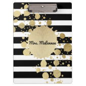 Monogram goudverf zwart-witte strepen klembord (Voorkant)