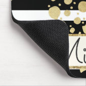 Monogram goudverf zwart-witte strepen muismat (Hoek)