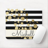 Monogram goudverf zwart-witte strepen muismat (Met muis)