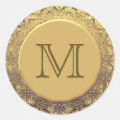  monogram goudzegel ronde sticker (Voorkant)