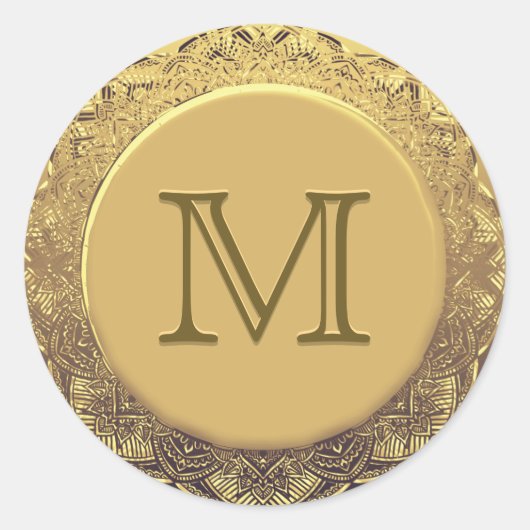  monogram goudzegel ronde sticker (Voorkant)
