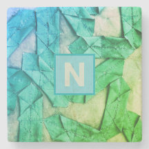 Monogram gradiënt cyaan groen nautisch abstract