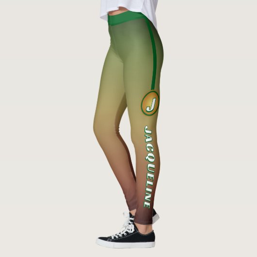 MONOGRAM GRADIËNT GROEN met Naam Ombre Leggings (Links)