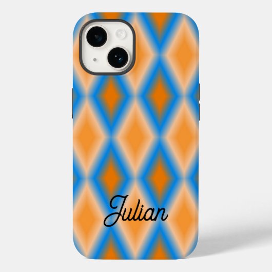Monogram gradiënt oranje blauwe ruitvormen Case-Mate iPhone case (Achterkant)