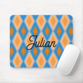 Monogram gradiënt oranje blauwe ruitvormen muismat (Met muis)