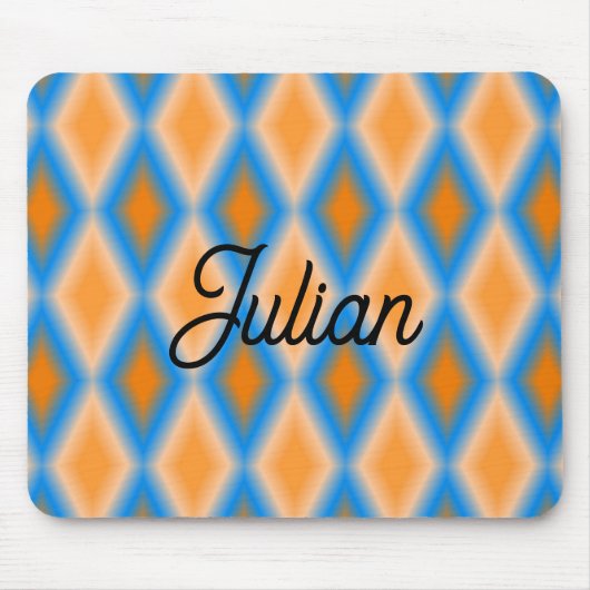 Monogram gradiënt oranje blauwe ruitvormen muismat (Voorkant)