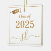 Monogram Graduation Cap Gold Script Class of 2025 Keramisch Ornament (Links)
