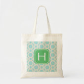Monogram grafisch aqua blauw interlocking patroon tote bag (Voorkant)