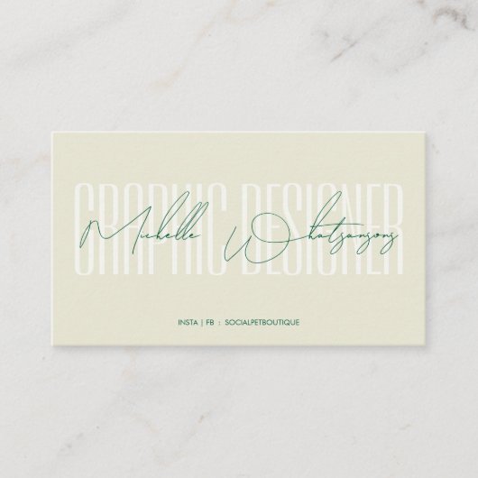 Monogram Grafisch Ontwerper modern script Visitekaartje (Voorkant)