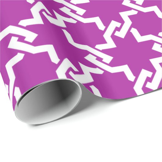 Monogram grafisch paars interlocking cadeaupapier (Rol Hoek)