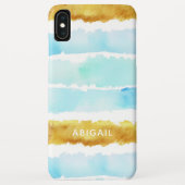 Monogram grafische blauwe en goudkleurige Waterver Case-Mate iPhone Case (Achterkant)