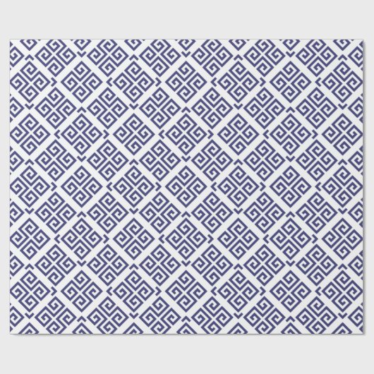 Monogram grafische blauwe grijze belangrijke geome cadeaupapier (Vlak)