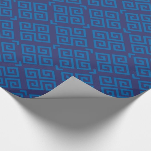 Monogram grafische blauwe grijze belangrijke geome cadeaupapier (Hoek)